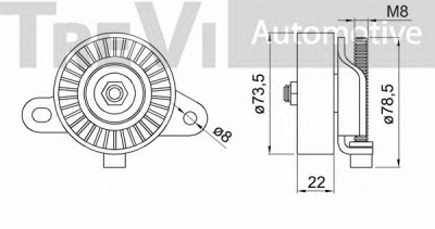 TREVI AUTOMOTIVE ta1376 -  Натяжной ролик, поликлиновой  ремень